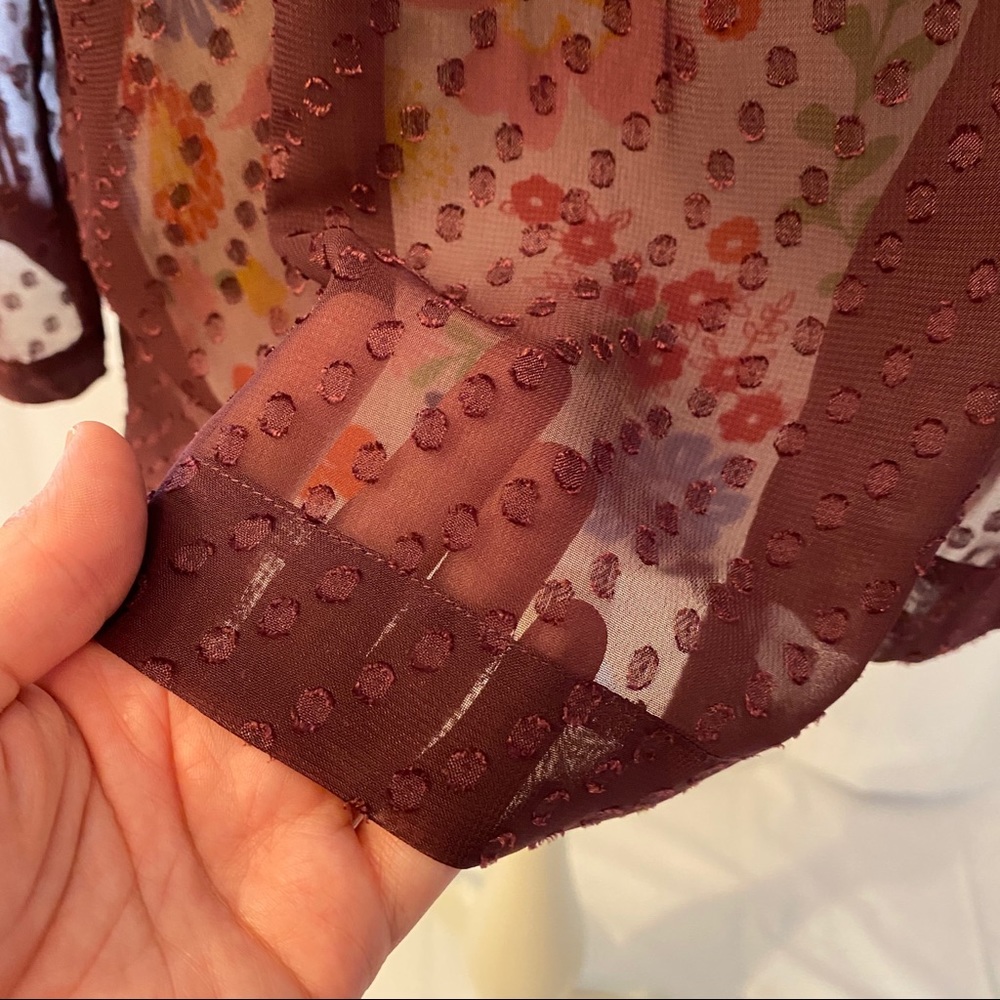 Madewell Wine Colored Bibbed Blouse - Picture 5 of 7